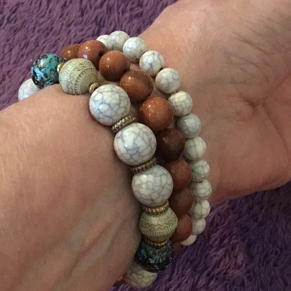 New Boho Bead Bracelet- Set Of 3 - Picture 10 of 11